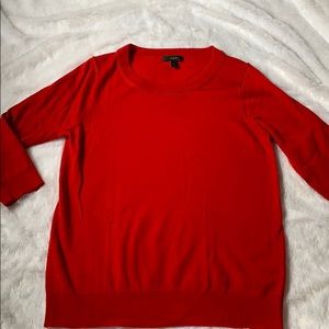 J.Crew Women’s red crew neck 3/4 length sweater